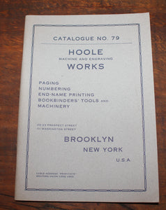 CATALOGUE NO. 79. HOOLE MACHINE AND ENGRAVING WORKS