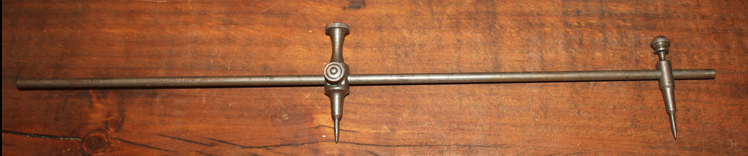 Vintage Steel Machinist Trammel Point Set with Bar 18”