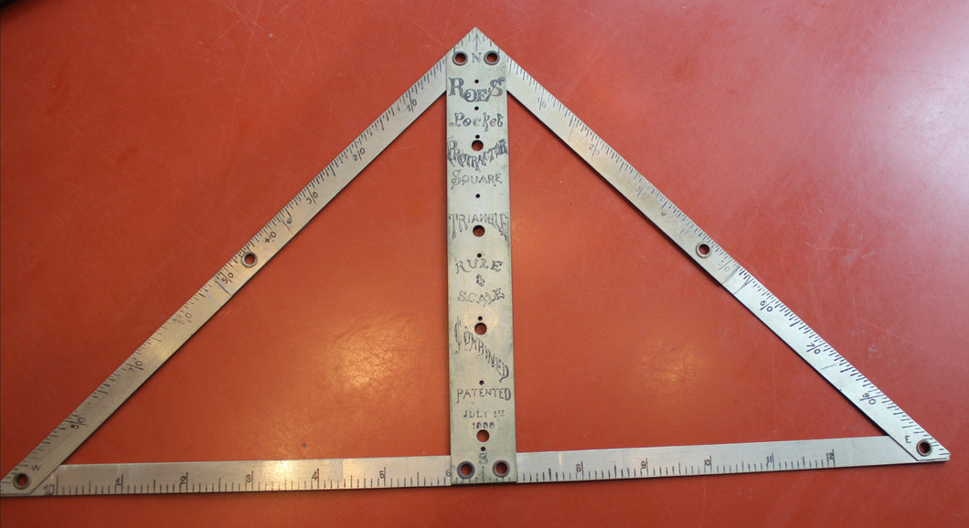 Rare! JUSTUS ROE Patent July 1, 1890 Pocket Protractor, Square, Triangle, Rule, & Square Combined! In Original Sheath