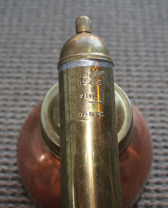 Vintage  Sprayer Pump Copper and Brass Bug Wood Handle Cylinder