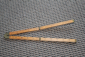 Vintage Stanley No.61 Folding Boxwood Brass 24 Inch Ruler Warranted Boxwood