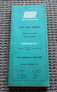 Original PENN CENTRAL New York Region Timetable No. 1 -1968