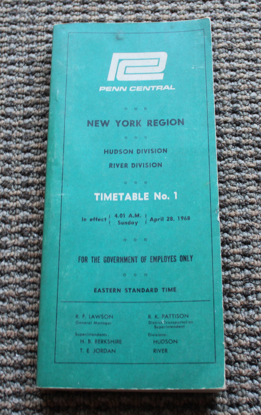Original PENN CENTRAL New York Region Timetable No. 1 -1968