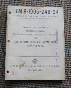 TM 9-1005-246-24 Maintenance Manual for Gun, Automatic, 20-Millimeter, M139