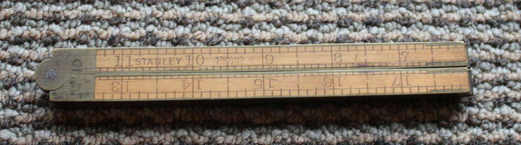 Vintage Brass edged Stanley tools 62 1/2 boxwood ruler