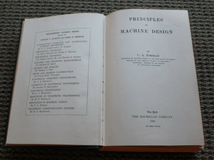 Principles of Machine Design, by C. A. Norman, 1925 1st edition