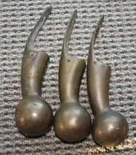 Load image into Gallery viewer, Six Vintage BRASS HORSE HAMES KNOBS, for Harness, Walking Sticks &amp; Cane Tops
