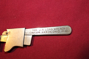 J.R. Long Promo Adjustable Wrench  Pat. 1906 Vintage Tool - Akron Ohio