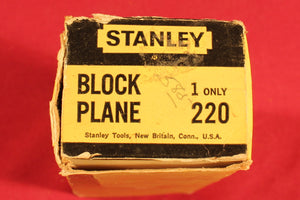 Vintage New Stanley 220 Block Plane In Original Box