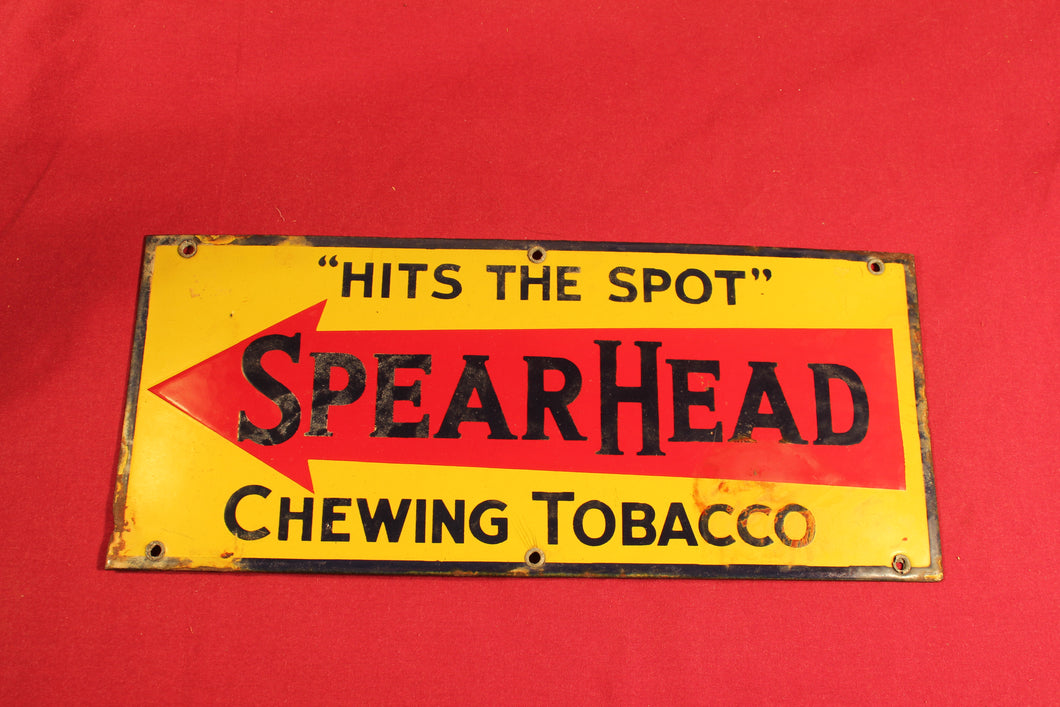 Original Spear Head Chewing Tobacco Porcelain Metal Sign