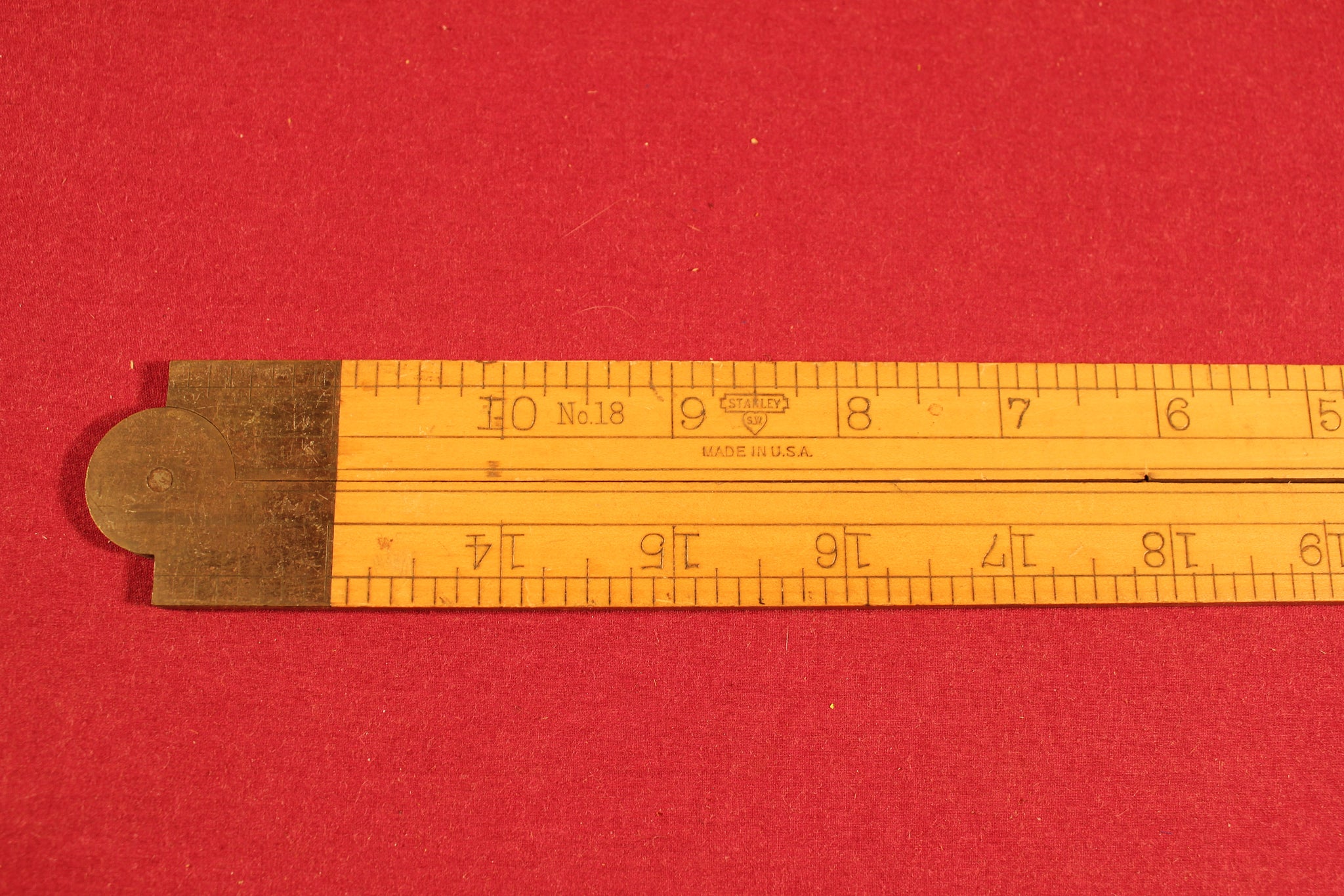 Vintage Stanley No.61 Folding Boxwood Brass 24 Inch Ruler Warranted Boxwood