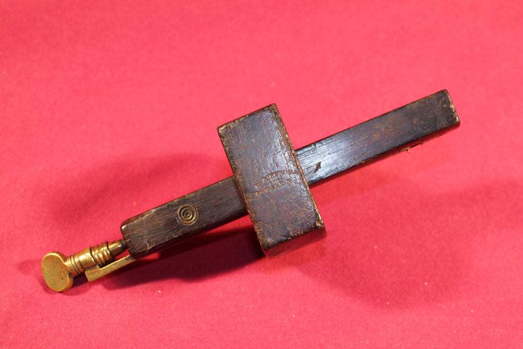 Antique W. Johnson - Newark, N.J. Scribe Tool Marking Gauge Wood 19th Century