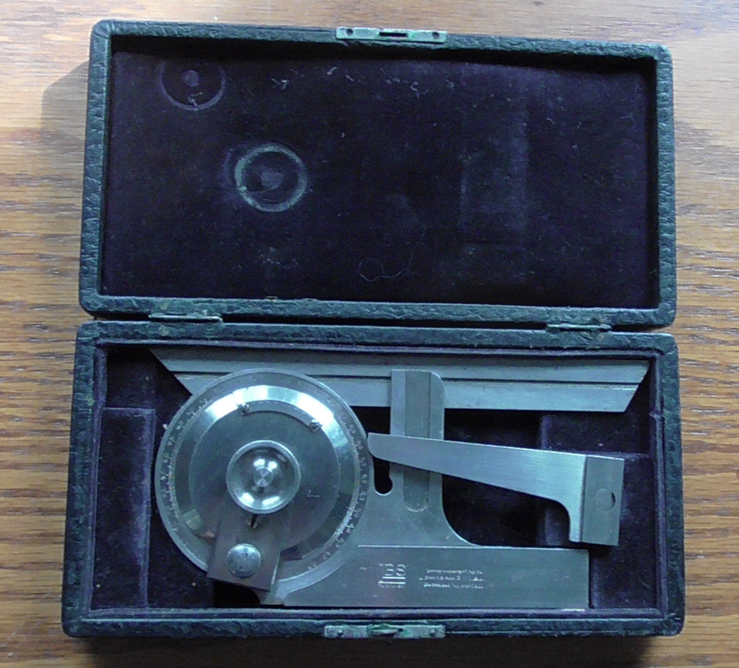 Vintage LBS Machinist BROWN & SHARPE 1911 Steel Protractor w/Case